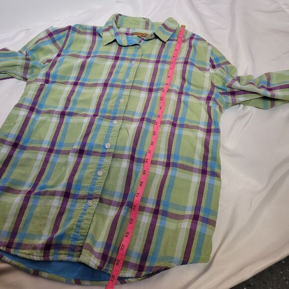 JACHS GF green plaid flannel split neck button up shirt XL - Picture 8 of 8